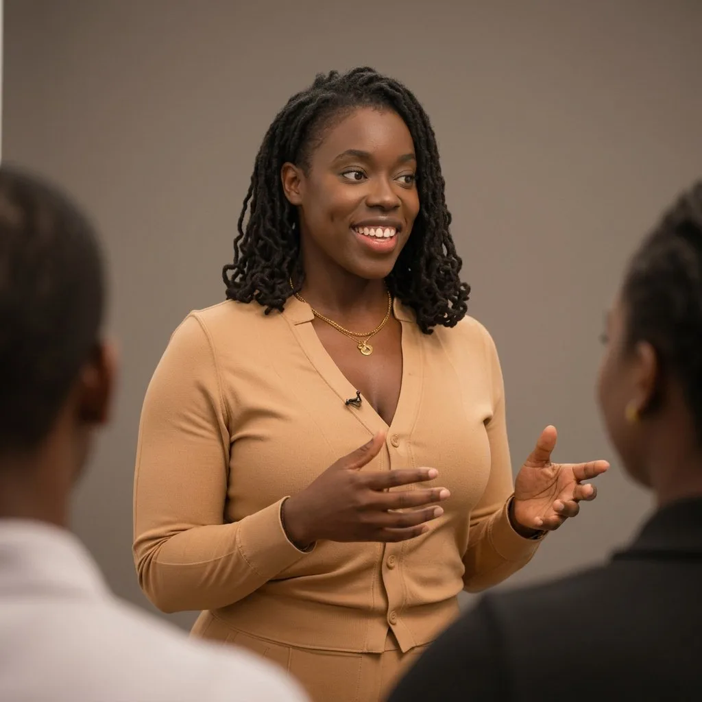 Tanya Sherman teaching a group about AI sales execution systems